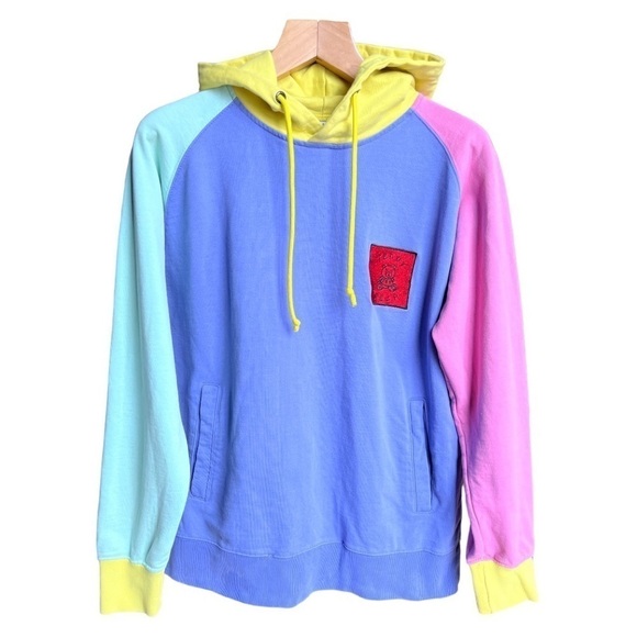 Teddy Fresh LA Streetwear Men’s Pastel Colorblock Hoodie Embroidered Logo Medium - Picture 1 of 10